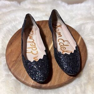 Sam Edelman Women's Black Glitter Flats Size 7.5